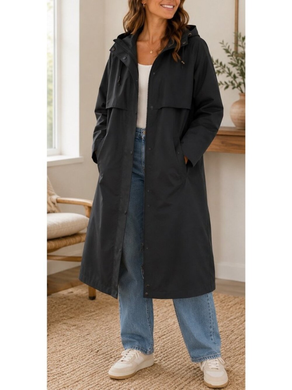 Vintage 90s L.L.Bean Raincoat Hooded Long Waterproof Outdoor Coat Vintage XL